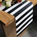 Table Runner Black and White Striped Pattern for Anniversary Runner Dinner Party Supplies Birthday Party Wedding Winter New Years Decorations 12x72 Inches