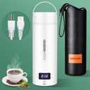 Travel Electric Kettle Portable Small Mini Tea Coffee Kettle Water Boiler, Water Heater with 4 Temperature Control,304 Stainless Steel with Auto Shut-Off & Boil Dry Protection, BPA-Free (White)