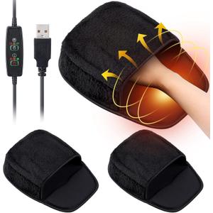 Copkim 2 Pcs USB Heated Mouse Pad Hand Warmer 3 Temperatures Time Limits Mouse Pad Mat with Wrist Rest Controller Included Gaming Mousepad Desk Accessories for PC User Gift Office Home Computer Laptop