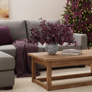 Giegxin 8 Pcs Artificial Burgundy Eucalyptus Stems, 32.7 Inch Christmas Faux Eucalyptus Stems Fake Burgundy Branches Spray Silk Leaves Plants for Vase Home Farmhouse Table Decor