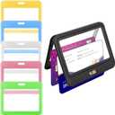 6Pack Horizontal Id Badge Holder,Plastic Horizontal Badge Holders,with Double-Sided Transparent Windows,Waterproof Badges Card Holders for Office,Credit Cards,Drivers Licenses,Muticolor
