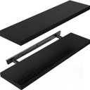AMADA HOMEFURNISHING Floating Shelves Wall Mounted, 24 x 7 Inch Wall Shelves for Bathroom, Bedroom, Living Room, Black Shelves Set of 2 - AMFS05 (24 inches)