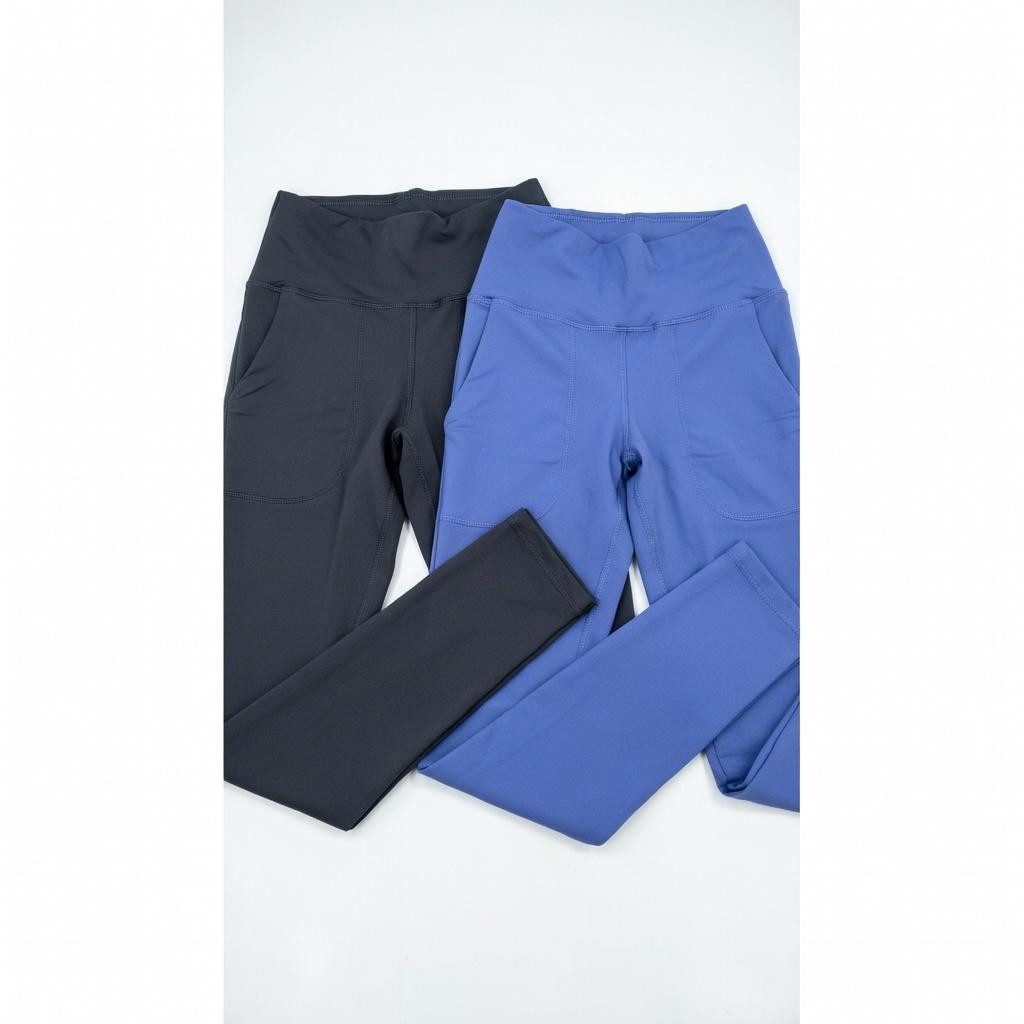 2 Pack Fleece Lined Leggings Women with Pockets -Warm Winter Yoga Pants for Women Thermal Running Workout Leggings Black/Navy