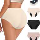 Period Underwear for Women Heavy Flow - Seamless High Waisted Leakproof Absorbent Briefs 3 Pack (XX-Large, Black+khaki+pink)