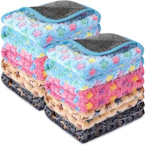 Tudomro 8 Pcs Guinea Pig Blankets Washable Small Pet Fleece Bedding Cage Liners Double Sided Pet Reusable Sleep Mat Pad Cover for Ferret Chinchilla Furniture Protection(Star,12 x 12 Inch)