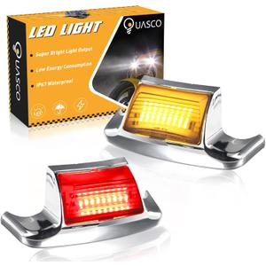 QUASCO Front Rear Fender Lights, Led Fender Tip Brake Tail Light Compatible with Harley Electra Glide Road King Softail Heritage Touring - Chrome Lens