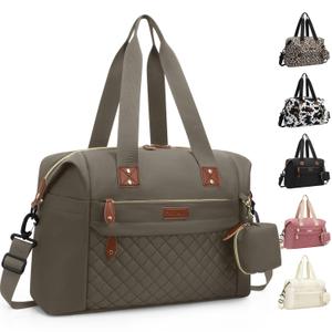 Diaper Bag Tote, Diaper Baby Bags with Pacifier Case, Shoulder Straps, Stroller Clips, Waterproof Large Mommy Bag Maternity Bag Travel Baby Bag for Mom and Dad, khaki