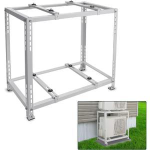 Flehomo Double Levels Ground Stand for Mini Split Air Conditioners Heat Pump System, Heavy Duty Condenser Stand, Ductless Mini Split Bracket for 9,000-18,000 BTU