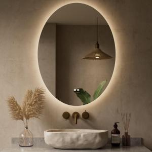 Keonjinn Oval LED Mirror 24 x 32 Inch, Backlit Mirror Bathroom with HD Tempered Glass, UL-Listed, 3 Color Temperatures, Stepless Dimmable, Defogging, Frameless Lighted Vanity Mirrors for Wall