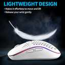 Techsea Honeycomb Wired Gaming Mouse with RGB On/Off Switch, 7200 Adjustable DPI, Ergonomic Lightweight Design & High Precision Sensor for PC/Mac Gamers (White)