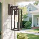 Outdoor Wall Light with Clear Glass, Anti-Rust Exterior Wall Sconce, Weather Resistant Outdoor Lantern, Exterior Lighting for Porch, Patio, Garage, Entryway (Oil-Rubbed Bronze, 15.5"Height-1 Pack)
