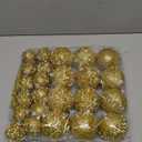 Poen 24 Pcs Glitter Christmas Ball Ornaments Set Christmas Tree Ornaments Hanging Sequin Foam Xmas Balls Decoration for Xmas Tree Wreath Garland Home Decor Wedding Party(Gold)