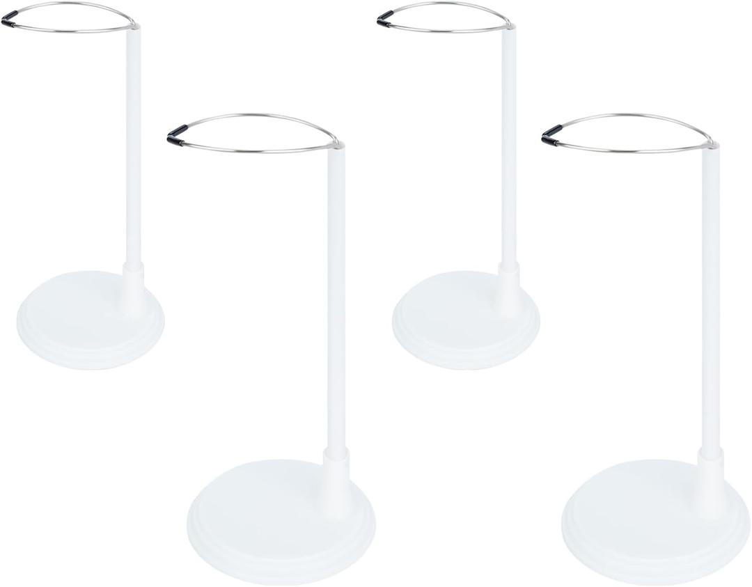 4pcs Doll Stands Display Holder, Adjustable Doll Stands Portable Support Racks, Action Figure Stand Bracket Organizers Dolls Accessories for 12inches - 18inches Doll (White)