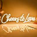 SYLHOME Cheers To Love Led Neon Light Sign Wedding Bridal Shower Wall Sign Decor Bedroom Valentine Day Birthday Party Banner USB 15.75" X 5.19"