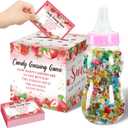 Glenmal 52 Pcs Baby Shower Games Gift Sets Large Baby Bottle for Shower Game Guess How Many Candies Decorations for Gender Reveal(Strawberry)