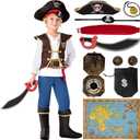 Spooktacular Creations Halloween Pirate Costume Kids, Boys Pirate Costume Set for Toddler Halloween DressUp, Themed Party (Small(5-7 yrs), Blue)