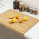 Patelai Bamboo Cutting Board with Counter Lip, 30 x 20in over The Stove Sink Cutting Board with Counter Edge, for Meat, Vegetables, Bread, and Charcuterie, Dough& Pastry Maker for Home Kitchen, 30.3"L x 20.5"W