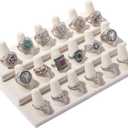 ByKen Ring Holder Organizer Display Stand (White Velvet)