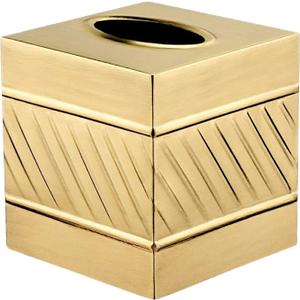 Monarch Abode Tissue Box Cover Square – Handcrafted Wave Embossed Brushed Gold Metal Tissue Holder Box for Bathroom Accessory, Aesthetic Decorative Facial Napkin Cube for Modern Home Decor 