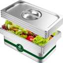 Hotel Pan With Lid 1/3 Size - 4" Deep 4 Packs Stainless Steel Food Pan for Steam Table, Commercial Restaurant, Anti Jam, Buffet