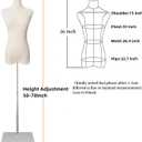 EaseHome Dress Form Mannequin Body, Female Mannequin Torso with Detachable Silvery Metal Stand and Rectangular Base for Clothing Dress Jewelry Display, Adjustable Height 50-70 Beige Body