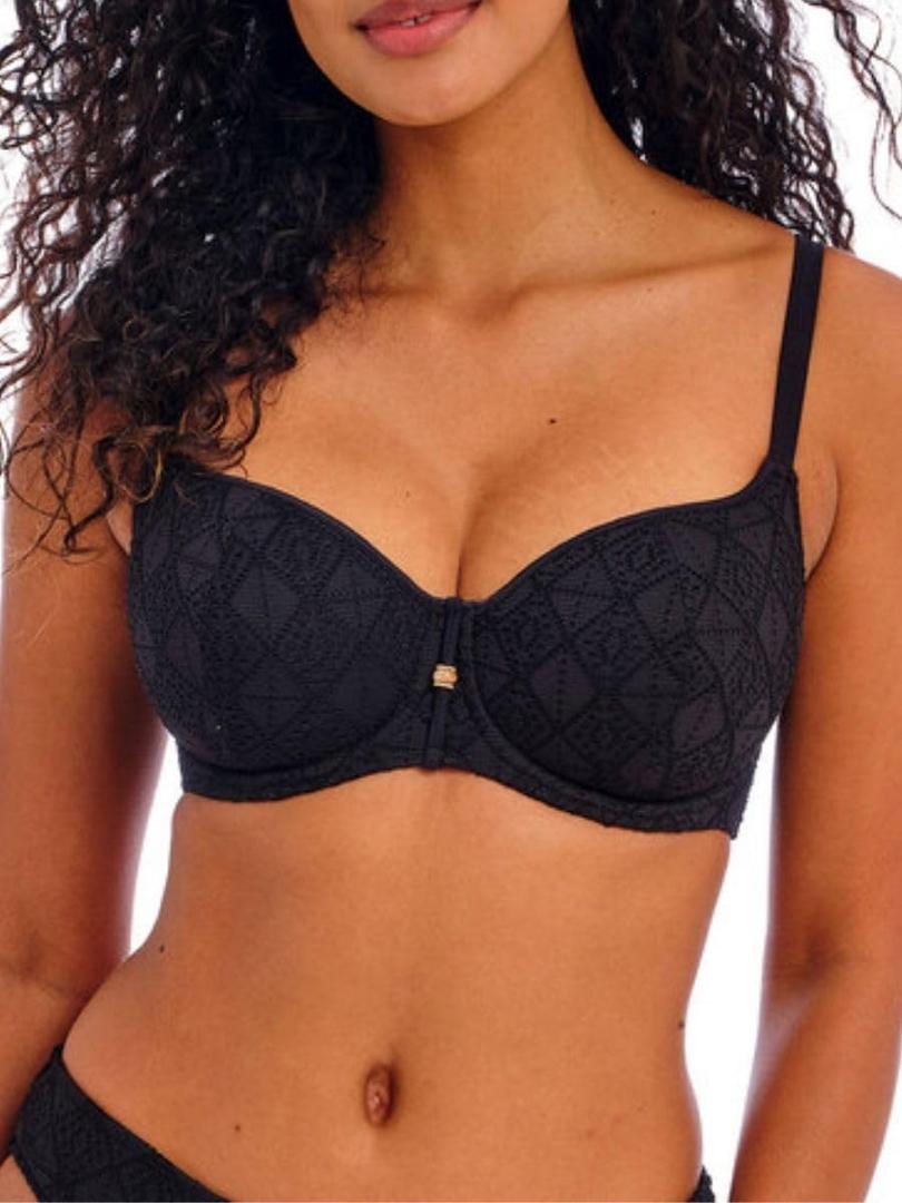 Freya Women's Nomad Nights Underwire Sweetheart Bikini Top (34F, Black)