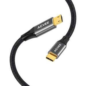 AGVEE 10ft USB-C to Micro USB Cable, Gold Plated End Tips, Braided Charger Data Sync Cord Charging Adapter for Micro USB Devices, PS4, Kindle, Android Phone, Dark Gray