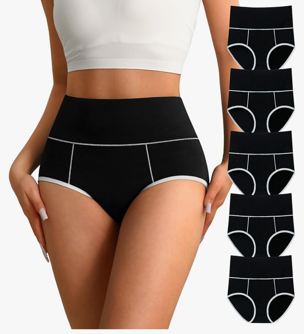 K-CHEONY High Waisted Cotton Underwear for Women Tummy Control Ladies Panties Breathable Full Coverage 5 Pack, XS