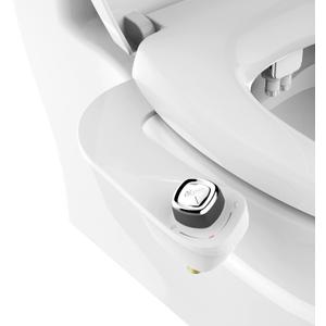 Bio Bidet SlimEdge Bidet Attachment for Toilet, Non Electric, Dual Nozzles for Front and Rear Cold Water Wash, Adjustable Water Pressure, White