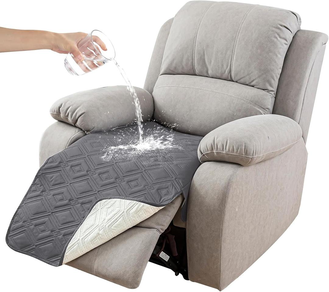 Genina 100% Waterproof Recliner Chair Covers, Anti-Slip Recliner Cover Dog Couch Cover Furniture Protector, Reclining Sofa Slipcover for Pets Dogs, 1 Piece (Dark Gray, Recliner) (Recliner (1 Piece 23.6x39.3 Inch))