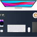 Leather Desk Pad Protector, Office Desk Mat, Large Mouse Pad, Non-Slip PU Leather Desk Blotter, Waterproof Computer Desk Writing Pad for Office and Home (Dark Blue, 23.6" x 13.7")