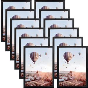CRUGLA 8.5x11 Magnetic Frame Sheet with Self Adhesive Backing, Poster Certificate Carft Picture Photo Frame for Refrigerator Office Glass Window Door Cubicle Tile, 12 Pack