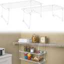 Leinuosen 2 Pack Stackable Wire Shelves 21.5'' x 10.75'' x 7.87'', Stack and Hang Wire Shelves for Closet, Space Saving White Shelf Extender for Closet, Kitchen, Laundry Room, Bathroom, Pantry