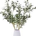 39 Inch Artificial Olive Branch Greenery Stems Fake Plants with 222 Leaves for Vase Faux Olive Branches Home Decor Indoor 2PCS