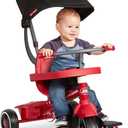 Radio Flyer Pedal & Push 4-in-1 Stroll ' N Trike, Red Tricycle, for Toddlers Ages 1-5, Toddler Bike