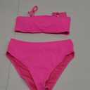 Tempt Me Women Bandeau Bikini Set Strapless Two Piece Sexy Swimsuit High Waisted High Cut Bathing Suits Cheeky Swimwear (Medium, Hot Pink)