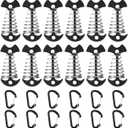 12 Pack Deck Anchors Pegs with Carabiners - Aluminum Rope Tensioner; Tent Tie Down Stakes, Windproof Canopy Tent Anchors, Outdoor Camping Accessories (Black)
