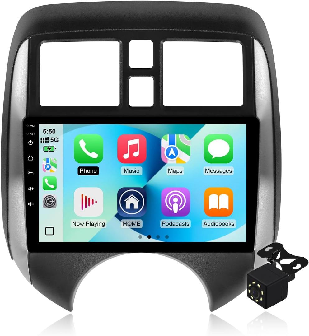 2+64G Android 14 Double Din Car Stereo for Nissan Versa Note 2014-2018 with 9 Inch Touchscreen Radio Built-in Wireless Carplay/Android Auto/GPS/Bluetooth/FM/AUX-in/SWC/Backup Camera
