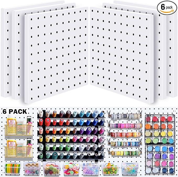 Nuanchu 6 Set Pegboard Wall Mount Display Organizer Kit - iron Pegboard Panels for Garage Kitchen Living Room Office No Drilling to Wall, No Drilling Required, (White) Nuanchu 6 Set Pegboard Wall Mount Display Organizer Kit - iron Pegboard Panels for Garage Kitchen Living Room Office No Drilling to Wall, No Drilling Required, (White)