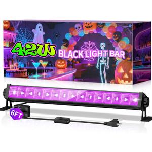 42W LED Black Light Bar, Blacklight Bar with 6ft Cord+Plug+Switch, Black Lights for Glow Party, Fluorescent Poster, Body Paint, Birthday, Halloween, Bedroom, Classroom