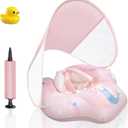 Baby Pool Float with Canopy,Pool Float for Toddlers 6-36 Month, Pink Infant Float,Baby Swim Float&Baby Swimming Float UPF50+ Sun Protection,Kids Floaties for Pool and Beach with Pump, (Small)