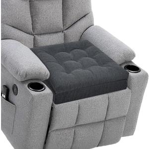 Recliner Cushions for Elderly, 20x20x4 Inch Thick Chair Cushion for Shorter Users Patent Design Soft Tufted Dual Layer Booster Seat Cushions for Seniors Recliner Risers Gray 1P