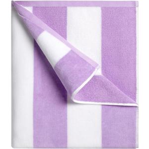 cabanana Large Oversized Beach Towel - 35 x 70 Inch Cotton Pool Towel, Purple Striped Soft Cabana Swim Towel