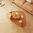 Coffee Table Glass Small Farmhouse Coffee Table Mid-Century Modern Wood Coffee Tables for Living Room, Walnut Brown, 32 Inch