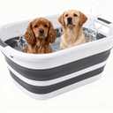 40L Large Collapsible Mop Bucket with Handle for Cleaning, Silicone Portable Pet Bathtub for Puppy Small Dogs Cats, Foldable Laundry Basket Hamper Clothes Storage Bin Space Saving Design (40L)