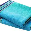 COTTON CRAFT Oversized Beach Towel - 2 Pack 35 x 70 Big & Huge Towel Set - 100% Cotton - Pool Picnic Bath Towel - Plush Terry Jacquard Velour 450 GSM Thick Super Soft Absorbent Luxury - Blue Tiles