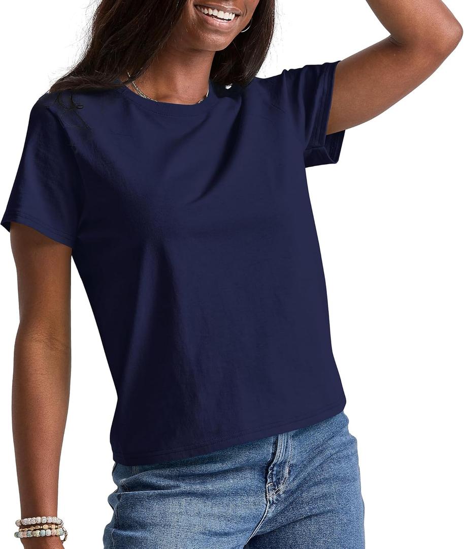 Hanes Essentials, Cotton Crewneck Tee, Classic Fit T-Shirt for Women, M