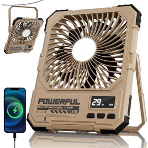 20000mAh Rechargeable Battery Powered Fan, Up to 85H Runtime Rechargeable Fan with LED Light, Ultra-thin Portable Camping Fan for Home, Outdoor, Tent, Travel,Cruise Ship Essentials