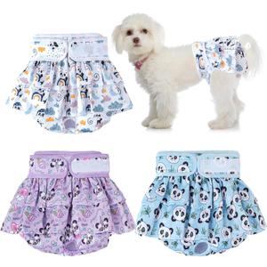 Washable Dog Diapers Female, 3 Pack Premium Reusable Doggie DiapersHigh Absorbency Leak-Proof Puppy Diapers for Female Dog in Heat, Period, Incontinence, Excitable Urination Girl Dog Diapers Dress (Small)