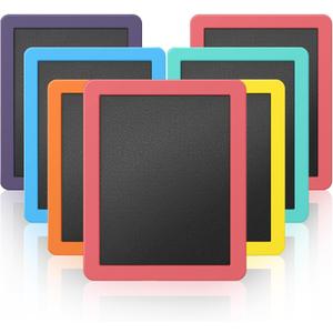 Chinco 6 Pcs Small Slate Chalkboard Mini Chalk Board with Frames Mini Board Signs School Supplies for Classroom Home Office (13cmx15.2cm,Colorful)